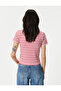 Glitter Polo Neck T-Shirt Short Sleeve Ribbed Standard Fit - 4