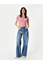 Glitter Polo Neck T-Shirt Short Sleeve Ribbed Standard Fit