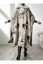 Women's Hooded Print Knitwear Poncho - 3