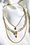STONE STAR SWITCH PEARLED CHAIN MULTIPLE PENDANT NECKLACE - 3