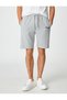 Slogan Printed Shorts with Lace Waist Pocket Detail Slim Cut - 3