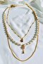 STONE STAR SWITCH PEARLED CHAIN MULTIPLE PENDANT NECKLACE - 5