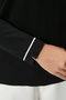 Women's Luxe Contrast Black Crew Neck Viscose Knitwear Sweater - 6