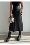 Women's Black Midi Length Zipper Closure Faux Leather Skirt Hzl25W-Fry121651 - 2