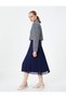 Midi Pleated Skirt Elastic High Waist Lined