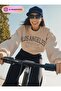 Print Detailed Sweatshirt - Stone Color -