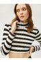 Crop T-Shirt Long Sleeve Stand Collar - 2