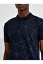 Geometric Patterned Polo Neck T-Shirt - 5