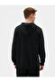 Slogan Embroidered Hoodie Kangaroo Pocket Detailed - 4