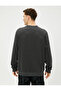 Slogan Embroidered Sweater Embossed Textured Crew Neck - 4