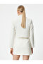 Crop Blazer Jacket Double Breasted Buttoned Textured - 4
