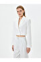 Crop Blazer Jacket Buttoned Double Breasted - 3