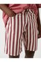Striped Denim Shorts with Pockets - 5