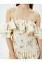 Madonna Collar Off-The-Shoulder Floral Dress Mini Strap Flounce Viscose - 5