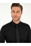 Black 100% Cotton Shiny Satin Slim Fit Long Sleeve Basic Shirt 50292520-Vr046 - 2