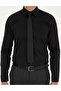 Black 100% Cotton Shiny Satin Slim Fit Long Sleeve Basic Shirt 50292520-Vr046 - 6