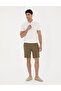Khaki Slim Fit Linen Blend Woven Shorts 50291519-VR027