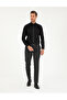Black 100% Cotton Shiny Satin Slim Fit Long Sleeve Basic Shirt 50292520-Vr046 - 4