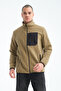 Full Zippered 5 Pocket Men's Fleece Outdoor Jacket - 4