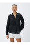 Chiffon Blouse with Stone Collar Long Sleeve - 3