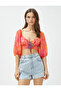 Chiffon Crop Blouse Balloon Sleeve Gipelli - 3