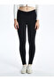 Women's Black Elastic Waist Leggings - 2