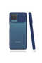 Galaxy A12 - Case Slide Sliding Back Frosted Lens Cover - Navy Blue