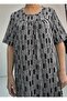 Black Cream Print Short-Sleeved Combed Cotton Viscose Dress with Cut-Outs on the Front and Back - 3