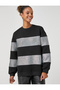 Crew Neck Sweatshirt Holographic Look Sparkling Long Sleeves Fleece Lined Inside