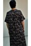 Black Floral Short-Sleeved Combed Cotton Viscose Dress with Cut-Outs on the Front and Back - 5