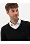 Black Slim Fit V-Neck Basic Knitwear Sweater 50276536-Vr046 - 2