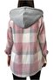 Women's Pink Hooded Ecru Thick Plaid Lumberjack Shirt - Slim Jacket - 5