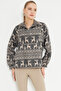 Anthracite Women's High Top Zippered Sweatshirt - Arm-25K 001056