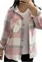 Women's Pink Hooded Ecru Thick Plaid Lumberjack Shirt - Slim Jacket - 3