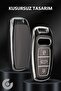 Audi Compatible A3, A4, A6, A7, A8, B9, C8, 4K, D5, S7, S8, Q7, Q8, E-Tron Silver Edge Tpu Key Case Cover (Black) - 7