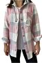 Women's Pink Hooded Ecru Thick Plaid Lumberjack Shirt - Slim Jacket