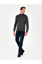 Anthracite Melange Slim Fit Quarter Collar Basic Knitwear Sweater 50296613-Vr081 - 4