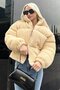 Ecru Plush Basic Crop Coat Mg1634 - 3