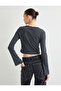 Crop T-Shirt Long Sleeve Printed Round Neck Lace Detailed Cotton - 4