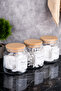 3-Piece Glass Cotton Set with Wooden Lid, Cotton Swabs, Makeup Cotton, Cotton Organizing Set, Storage Container - 4