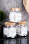 3-Piece Glass Cotton Set with Wooden Lid, Cotton Swabs, Makeup Cotton, Cotton Organizing Set, Storage Container - 3