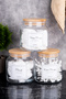 3-Piece Glass Cotton Set with Wooden Lid, Cotton Swabs, Makeup Cotton, Cotton Organizing Set, Storage Container