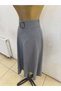 Hijab Long Front Fabric Mevlana Skirt with Metal Accessories Gray - 3