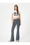 Spanish Leg Trousers Ribbed Standard Waist Slim Fit Viscose Fabric Blended - 2
