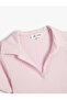 Polo Neck Crop T-Shirt Short Sleeve Ribbed Cotton - 3