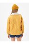 Faux Fur Collar Quilted Jacket with Zipper Pocket - 4