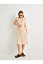 Midi Shirt Dress with Belted Waist, Buttoned Pockets and Epaulettes