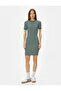 Mini Pencil Dress Short Sleeve Crew Neck Ribbed - 3