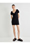 Balloon Sleeve Mini Dress Fishtail Embroidered Slim Fit Lined Bow Detail