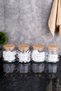 4-Piece Glass Bathroom Set with Wooden Cover Cotton Ear Cotton Tooth Floss Makeup Cotton Organize Set - 4